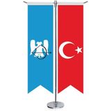 Asilmeydan Büyük Selçuklu Imp. 17 Eski Türk Devletleri ve Türkiye Kırlangıç Saten T Direk Masa Bayrağı 2'li