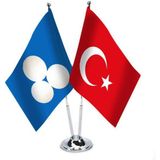 Asilmeydan Büyük Timur Imparatorluğu ve Türkiye İkili Saten Masa Bayrağı