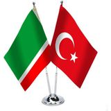 Asilmeydan Çeçenistan Türkiye İkili Saten Masa Bayrağı