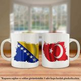 Asilmeydan Çift Yön Baskılı Bosna I Hercegovina -bosna Hersek Ve Türkiye Bayrağı Kupa Bardak