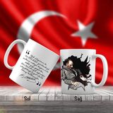 Asilmeydan Çift Yön Renkli Baş Öğretmen Mustafa Kemal Atatürk ve Unutulmayan Sözleri-Kupa Bardak