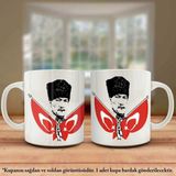 Asilmeydan Çift Yön Renkli Baskılı Gazi Mustafa Kemal Atatürk - Türk Bayrağı Kupa Bardak