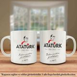 Asilmeydan Çift Yön Renkli Baskılı Mustafa Kemal Atatürk - Ay Yıldız Kupa Bardak