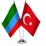 Asilmeydan Dağıstan Türkiye İkili Saten Masa Bayrağı
