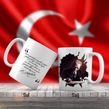 Asilmeydan Deftere Yazı Yazan Gazi Mustafa Kemal Atatürk - Unutulmayan Sözleri -Kupa Bardak