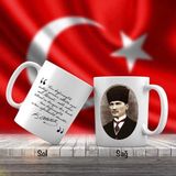 Asilmeydan Elips Kalpaklı Mustafa Kemal Atatürk Portresi - Atatürk'ün Sözleri -Kupa Bardak