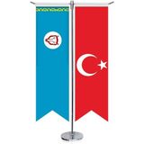 Asilmeydan Gagavuz Bayrağı ve Türkiye Kırlangıç Kırlangıç Saten T Direk Masa Bayrağı 2'li