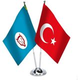 Asilmeydan Gagavuz Türkiye İkili Saten Masa Bayrağı