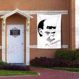 Asilmeydan Gazi Mustafa Kemal Atatürk Silüeti Kemal Atatürk İmzalı Poster Bayrağı 100 x 150 cm