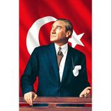 Asilmeydan Göğe Bakan Sivil Atatürk Ay Yıldız Kutlama Okul Anı Poster Cephe Bayrağı Bayrak 3 x 4,5m