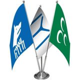 Asilmeydan Göktürkçe Kayı Iyı ve Yeşil Üç Hilal Üçlü Saten Masa Bayrağı Set