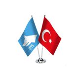 Asilmeydan Göktürkçe Türk Yazısı Ve Türkiye - Ikili Saten Masa Bayrağı