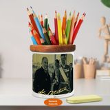 Asilmeydan Gülümseyen Mustafa Kemal Atatürk Ahşap Seramik KALEMLIK-774 - Beyaz