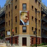 Asilmeydan Gülümseyen Mustafa Kemal Atatürk Yan Portre Poster Cephe Bayrağı - 2x3 Metre - Renkli