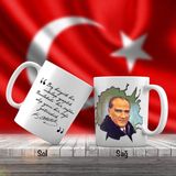 Asilmeydan Gülümseyen Sivil Mustafa Kemal Atatürk - Atatürk'ün Sözleri -Kupa Bardak