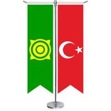 Asilmeydan Hakasya Bayrağı ve Türkiye Kırlangıç Saten T Direk Masa Bayrağı 2'li