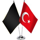Asilmeydan Harezmşahlar Devleti ve Türkiye İkili Saten Masa Bayrağı