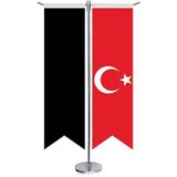 Asilmeydan Harzemşah Bayrağı 17 Eski Türk Devletleri ve Türkiye Kırlangıç Saten T Direk Masa Bayrağı 2'li