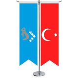 Asilmeydan Hazar Kağanlığı Bayrağı 17 Türk Devletleri ve Türkiye Kırlangıç Saten T Direk Masa Bayrağı 2'li