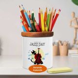 Asilmeydan Jazz Günü Müzisyen Kedi Ahşap Seramik Kalemlik - 23-2148096749