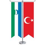Asilmeydan Kabartay Balkar Bayrağı ve Türkiye Kırlangıç Saten T Direk Masa Bayrağı 2'li