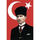 Asilmeydan Kalpaklı Gazi Mustafa Kemal Atatürk Ay Yıldız Türk Bayraklı Poster Tören Kutlama Cephe Bayrağı