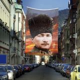 Asilmeydan Kalpaklı Mustafa Kemal Atatürk Poster Cephe Bayrağı 400 x 600 cm