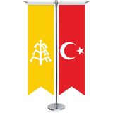 Asilmeydan Karahanlılar Bayrağı 17 Eski Türk Devletleri ve Türkiye Kırlangıç Saten T Direk Masa Bayrağı 2'li