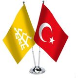 Asilmeydan Karahanlılar ve Türkiye İkili Saten Masa Bayrağı