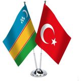 Asilmeydan Karakalpakistan Türkiye Saten Masa Bayrağı