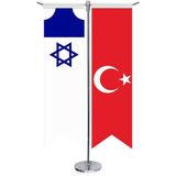 Asilmeydan Karamanoğulları Beyliği Bayrağı ve Türkiye Kırlangıç Saten T Direk Masa Bayrağı 2'li