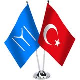 Asilmeydan Kayı Türk Boyu ve Türkiye Saten Masa Bayrağı