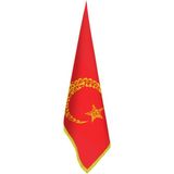 Asilmeydan Kelime-I Tehvid Kırmızı Ayyıldız Bayrağı - Ofis-Makam-Toplantı Odaları - Saçaklı Makam Bayrağı - Renkli