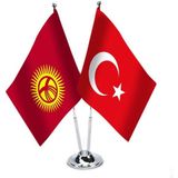 Asilmeydan Kırgızistan Türkiye İkili Saten Masa Bayrağı