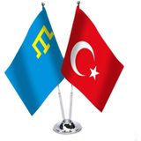 Asilmeydan Kırım Hanlığı Türkiye İkili Saten Masa Bayrağı