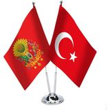 Asilmeydan Kırmızı Osmanlı Arma Türkiye Saten Masa Bayrağı