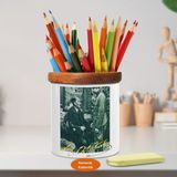 Asilmeydan Konuşan Mustafa Kemal Atatürk Ahşap Seramik Kalemlik - S189 - Beyaz