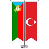 Asilmeydan Kumuklar, Kumıklar Bayrağı ve Türkiye - Kırlangıç - Saten T Direk 2li Masa Bayrağı - Renkli