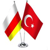 Asilmeydan Kuzey Osetya Türkiye İkili Saten Masa Bayrağı