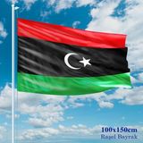 Asilmeydan Libya Bayrağı - 100X150 cm (1 Metre x 1,5 Metre) - Raşel Kumaş - Renkli
