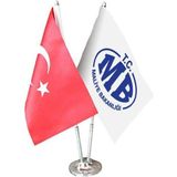 Asilmeydan Maliye Bakanlığı ve Türkiye İkili Saten Masa Bayrağı
