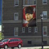 Asilmeydan Mavi Gözlü Kalpaklı Gazi Mustafa Kemal Atatürk - Ay Yıldızlı Poster Cephe Bayrak - 300X450CM - Renkli