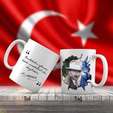 Asilmeydan Mavi gözlü Modern Mustafa Kemal Atatürk - Atatürk'ün Sözleri -Kupa Bardak