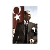 Asilmeydan Modern Şık Takım Elbiseli Gazi Mustafa Kemal Atatürk Ay Yıldızlı Poster Bayrak 100 x 150 cm