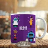Asilmeydan Mor Zemin Sevimli Robotlar Kupa Bardak HEDIYELIK-23-2147721896 - Beyaz