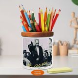 Asilmeydan Mustafa Kemal Atatürk Ahşap Seramik Kalemlik- S458 - Renkli