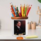 Asilmeydan Mustafa Kemal Atatürk Asil Lider Ahşap Seramik Kalemlik -R174 - Renkli