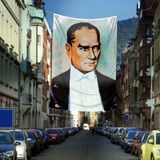 Asilmeydan Mustafa Kemal Atatürk Portre- Poster Dış Cephe Bayrağı - 4x6 Metre - Renkli