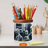 Asilmeydan Mustafa Kemal Atatürk Yan Portre Ahşap Seramik KALEMLIK-677 - Beyaz