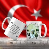 Asilmeydan Mustafa Kemal Atatürk'ün Anne - Baba ve Kız Kardeşi - Atatürk'ün Sözleri -Kupa Bardak - Beyaz